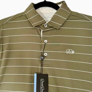 Good Good Golf Stance Stripe Polo Mens Small Olive Green Shirt GG1115R-S New